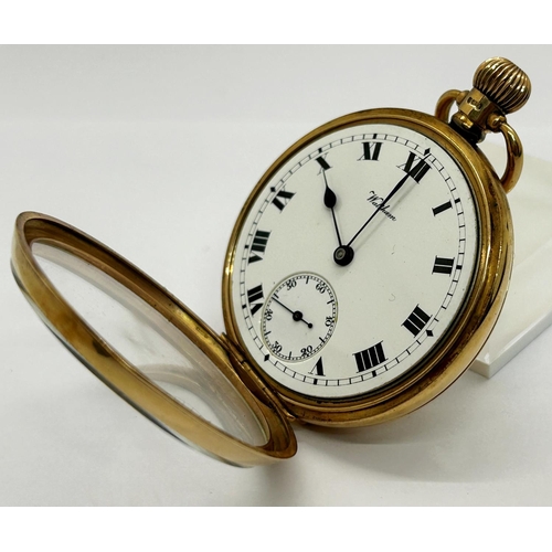 1356 - A Walthams 9ct gold Gent's pocket watch, dated Birmingham 1923, with leather box, 86g all in approx