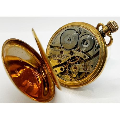 1356 - A Walthams 9ct gold Gent's pocket watch, dated Birmingham 1923, with leather box, 86g all in approx