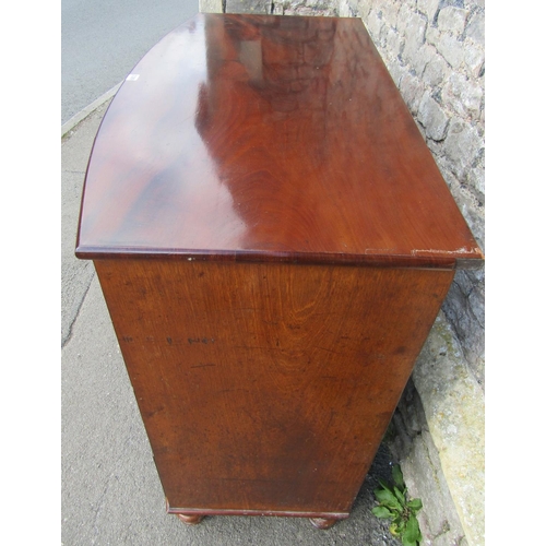 2389 - A 19th century mahogany bow fronted bedroom chest of three long and two short oak lined graduated dr... 