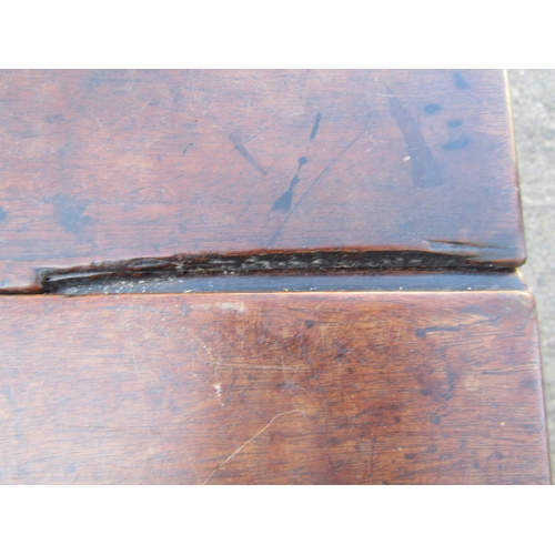 2430 - 19th century mahogany single drop leaf side table on square cut supports, 107cm long