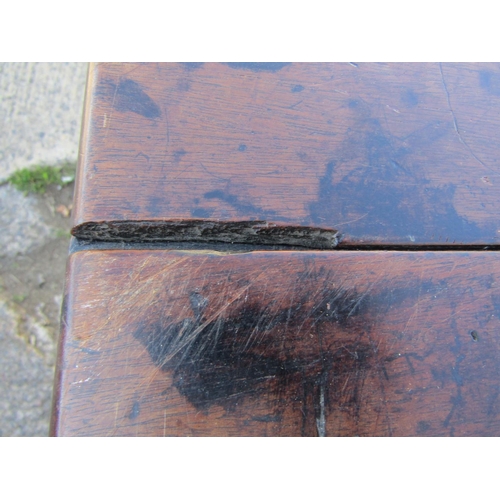 2430 - 19th century mahogany single drop leaf side table on square cut supports, 107cm long