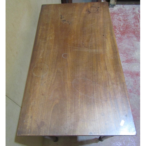 2434 - Mid 19th century mahogany side table with frieze drawer on turned supports, 93cm wide