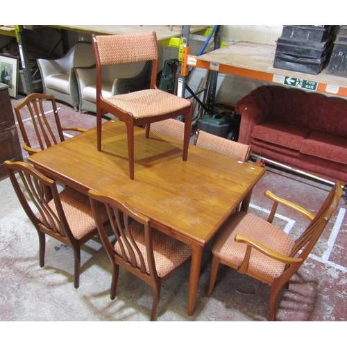 2442 - Mid-20th century rectangular teak wood dining table, on tapering supports, together with seven later... 