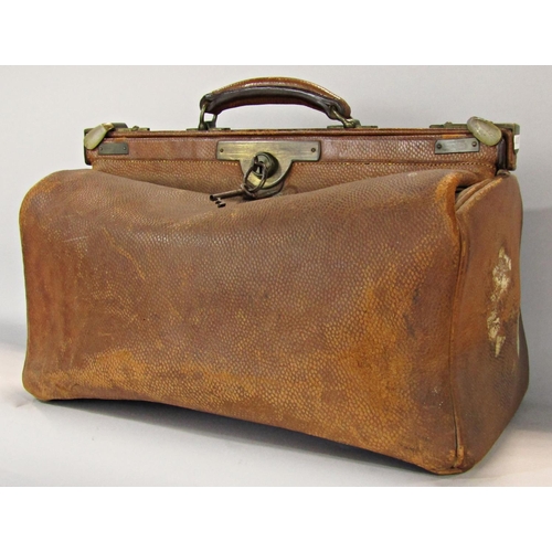 1535 - A vintage leather Gladstone bag with decent stitching and a large vintage Pukka suitcase.