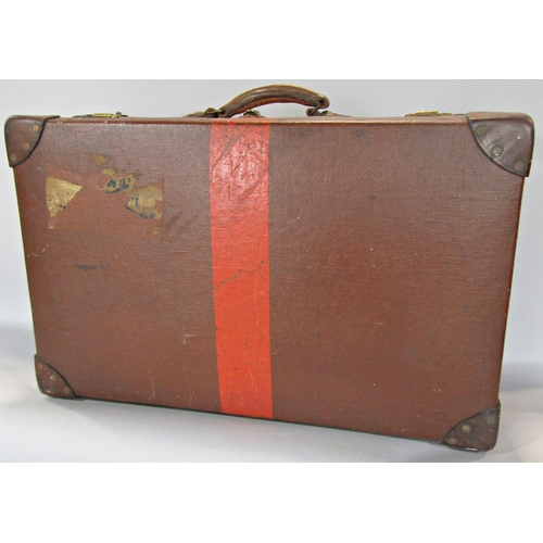 1535 - A vintage leather Gladstone bag with decent stitching and a large vintage Pukka suitcase.