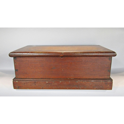 1540 - A 19th century oak bible box, on a plinth base, 64cm wide.