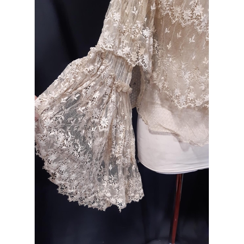 1568 - Collection of early 20th century clothing including an Edwardian lace blouse with pin tucked net yok... 