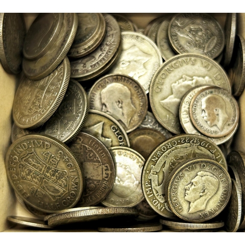 1379 - English silver currency pre 1947 a small amount pre 1920, 835g, together with later English currency