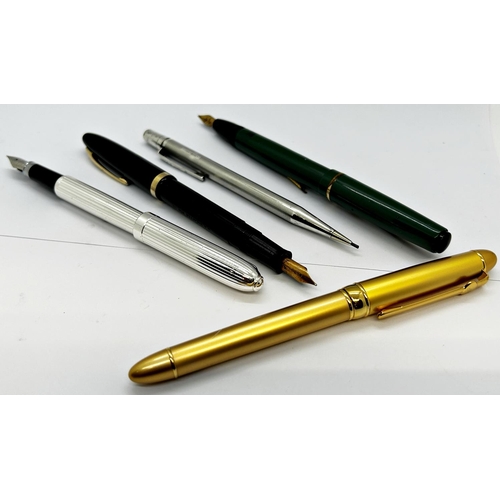 1392 - A vintage Blackbird fountain pen with 14k nib, a vintage Sheaffer fountain pen with 14k nib, silver ... 