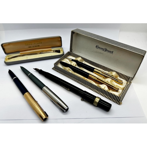 1393 - A collection of vintage fountain pens to include Onoto-Magna fountain pen with gold nib, early Water... 