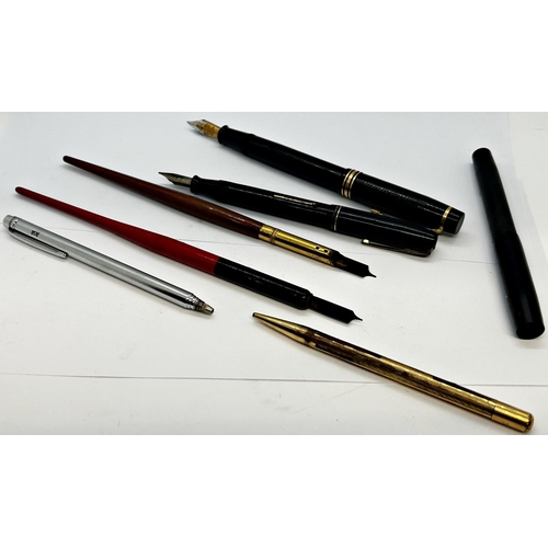 1393 - A collection of vintage fountain pens to include Onoto-Magna fountain pen with gold nib, early Water... 