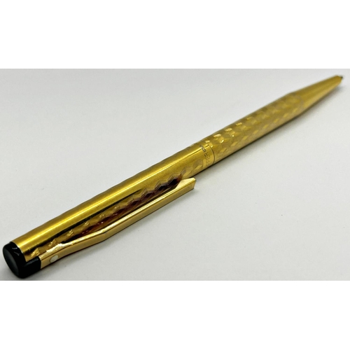 1398 - Lady Sheaffer TRZ 70 gold plated zig zag ballpoint pen (af clip slightly loose)