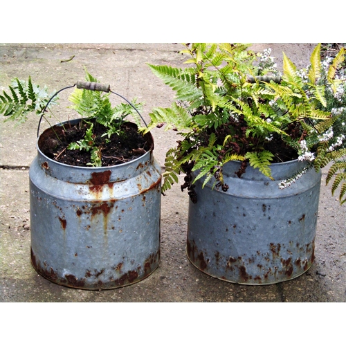 2022 - Four contemporary glazed planters of varying size and design, with tree relief insignia possibly for... 