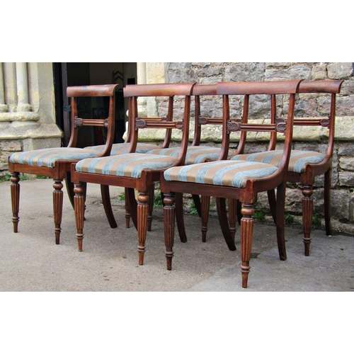 2156 - Set of six 19th century rosewood bar back dining chairs with carved and moulded splats, over drop-in... 