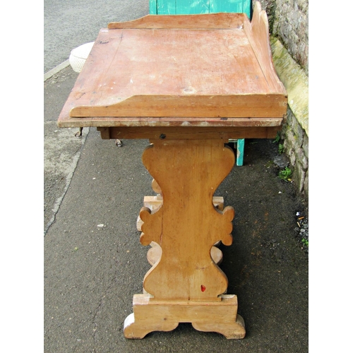 2179 - Unusual Victorian stripped pine washstand incorporating a frieze drawer within a shaped and scrolled... 