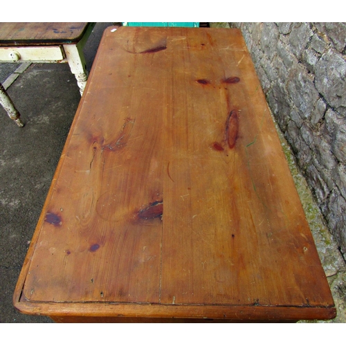 2180 - Victorian stripped pine bedroom chest of three long and two short graduated drawers, with ceramic ha... 