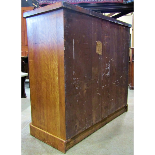 2183 - Victorian satin birch bedroom chest of three long and two short graduated drawers, flanked by rounde... 