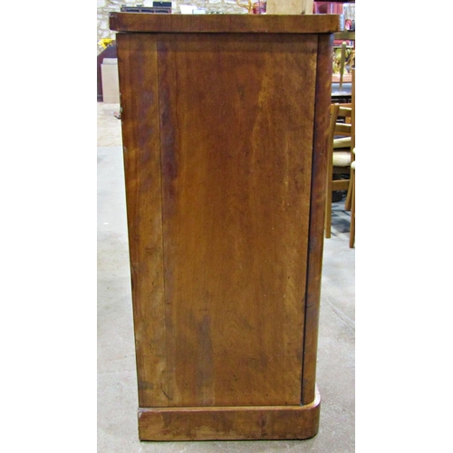 2183 - Victorian satin birch bedroom chest of three long and two short graduated drawers, flanked by rounde... 