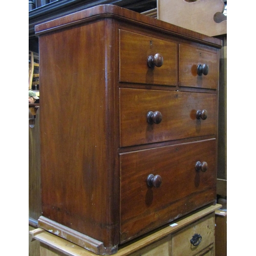 2198 - Victorian mahogany bedroom chest of two long and two short graduated drawers, flanked by rounded cor... 