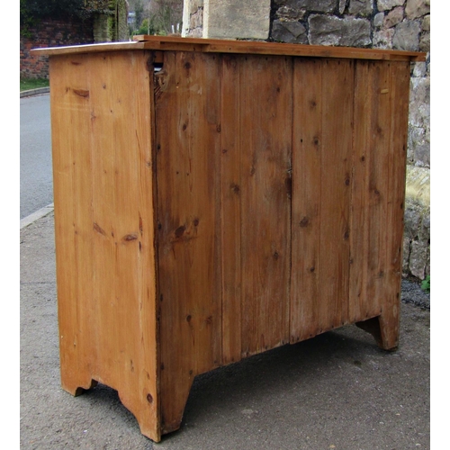 2199 - Edwardian stripped pine bedroom chest of two long and two short drawers, with bevelled edge, 92cm W ... 