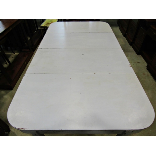 2231 - A Georgian D end sectional dining table with later painted finish, with two additional leaves, raise... 