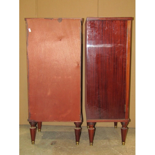 2341 - A pair of reproduction French side cabinets, each enclosing four faux leather box filing drawers, ra... 