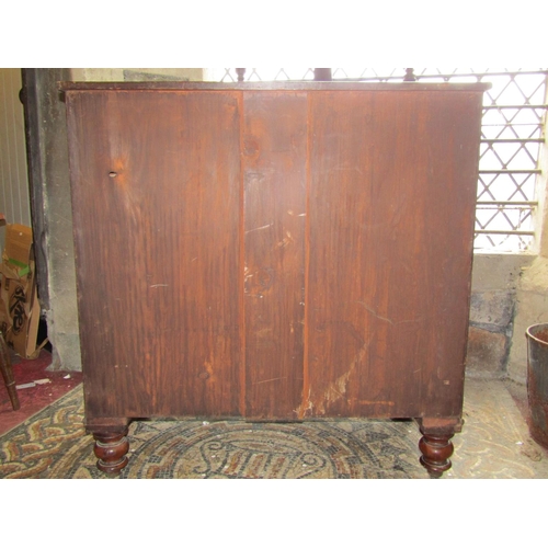 2389 - A 19th century mahogany bow fronted bedroom chest of three long and two short oak lined graduated dr... 