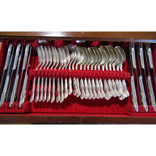 1209 - A Lambert & Blaber three drawer canteen of silver plate flatware, complete for twelve settings, main... 