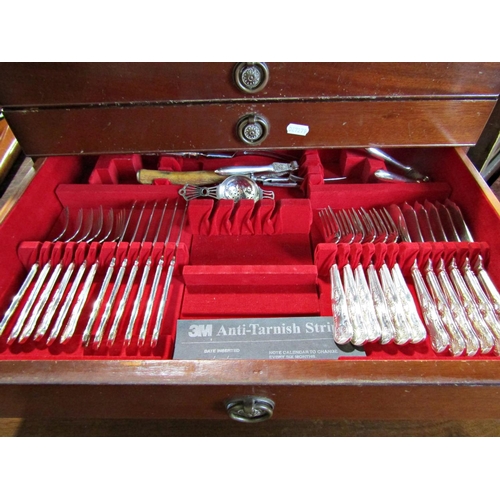 1209 - A Lambert & Blaber three drawer canteen of silver plate flatware, complete for twelve settings, main... 