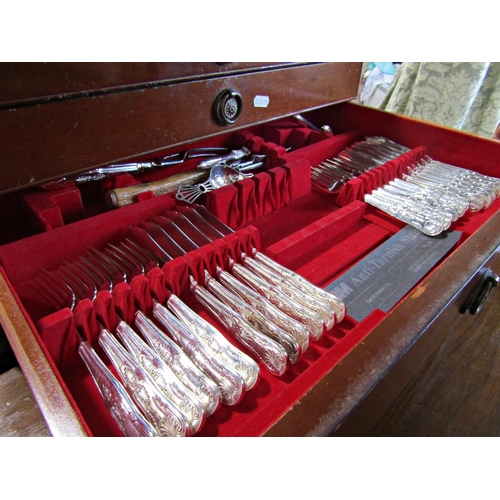 1209 - A Lambert & Blaber three drawer canteen of silver plate flatware, complete for twelve settings, main... 