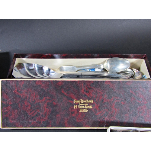 1211 - A large quantity of loose and boxed silver plated flatware, including an impressive antler handled c... 