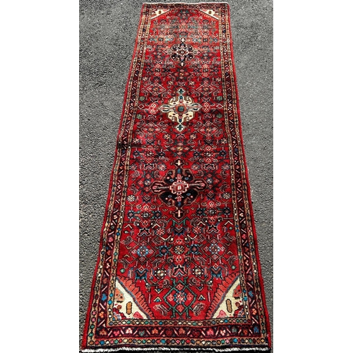 1623 - North West Persian Saveh Runner, with stylised floral medallion to the middle and repeating floral p... 