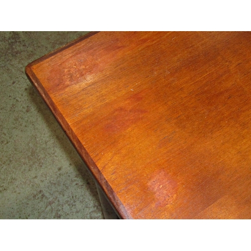 2354 - A retro G plan teak rectangular dining table with two additional end leaves raised on simple turned ... 