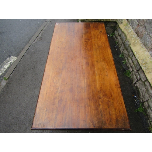 2360 - A vintage Bentwood cafe table with rectangular top raised on shaped and moulded supports 122 cm long... 