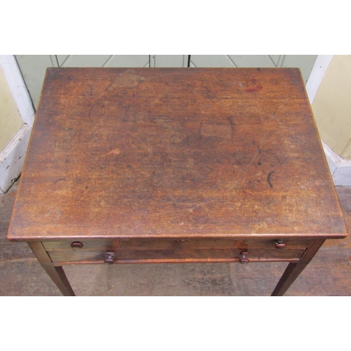 2556 - A small Georgian mahogany side table, the  front elevation enclosed by one real and three dummy draw... 