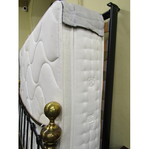 2561 - A Victorian style brass and iron 5ft bedstead complete with base springs and mattress