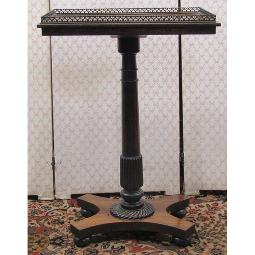 2605 - A Regency rosewood occasional table, the rectangular top set within a pierced brass framework, raise... 