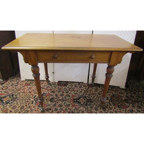 2610 - A 19th century mahogany side table with frieze drawer on turned supports, 106cm wide