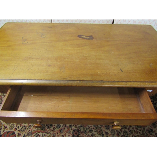 2610 - A 19th century mahogany side table with frieze drawer on turned supports, 106cm wide