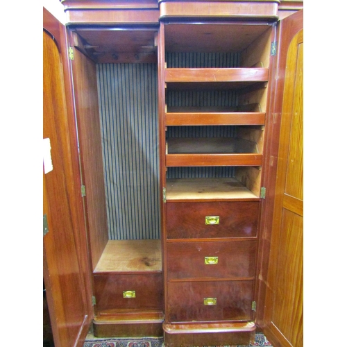 2616 - A Victorian mahogany bedroom suite comprising a small breakfront three door wardrobe with mirror pan... 