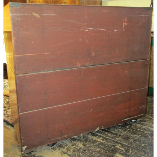 2640 - 19th century pale mahogany and oak lined two sectional military chest with original brass fittings, ... 