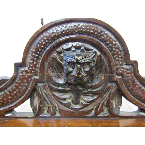 2646 - A Victorian oak hall bench with carved and pierced detail, 120cm wide