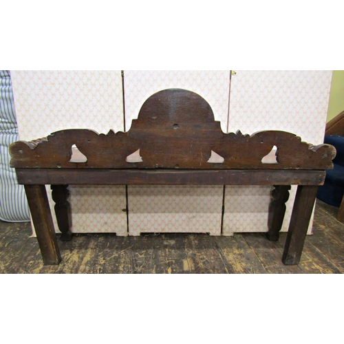 2646 - A Victorian oak hall bench with carved and pierced detail, 120cm wide