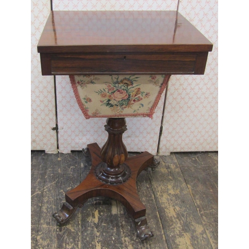 2650 - A Regency mahogany rectangular rosewood ladies sewing table, the rising lid revealing the original f... 