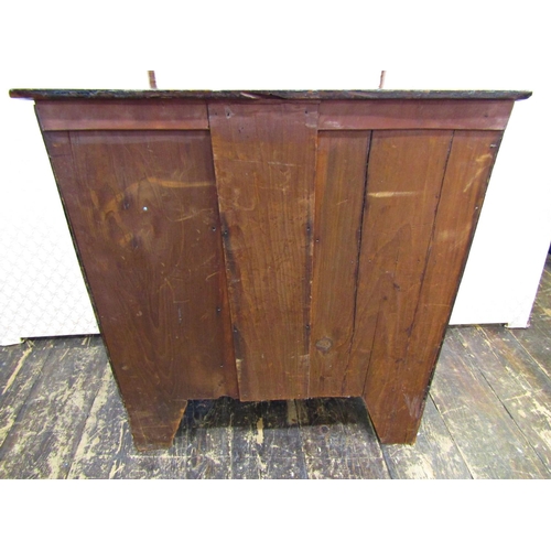 2652 - A Georgian mahogany bowfront side cupboard enclosed by a pair of panelled doors and two drawers, wit... 