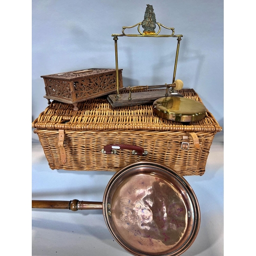 1527 - A 1950’s Sirram picnic basket with yellow plastic plates, sandwich boxes, cups, condiments etc (not ... 