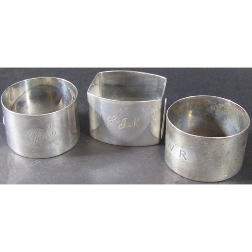 1236 - Three silver napkin rings, 3.4 oz approx.