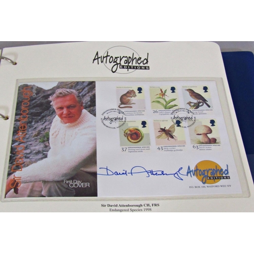 310 - Three autographed edition folders limited edition number 735 - 1996/7/8/9 containing 64 printed auto... 