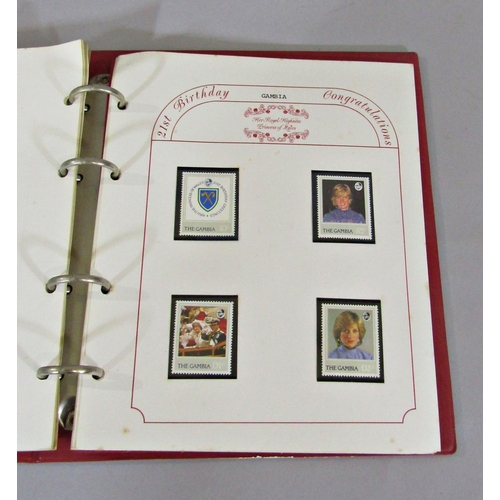 313 - three folders containing commemorative stamps f the wedding of HRH Prince of Wales and Lady Diana Sp... 