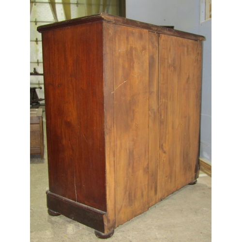 2456 - A mid Victorian mahogany chest of three long and two short drawers, 105cm wide